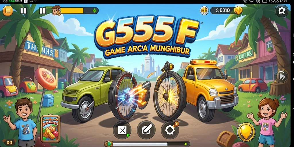 Screenshot utama 555F yang menampilkan gameplay arcade yang menarik dan seru.