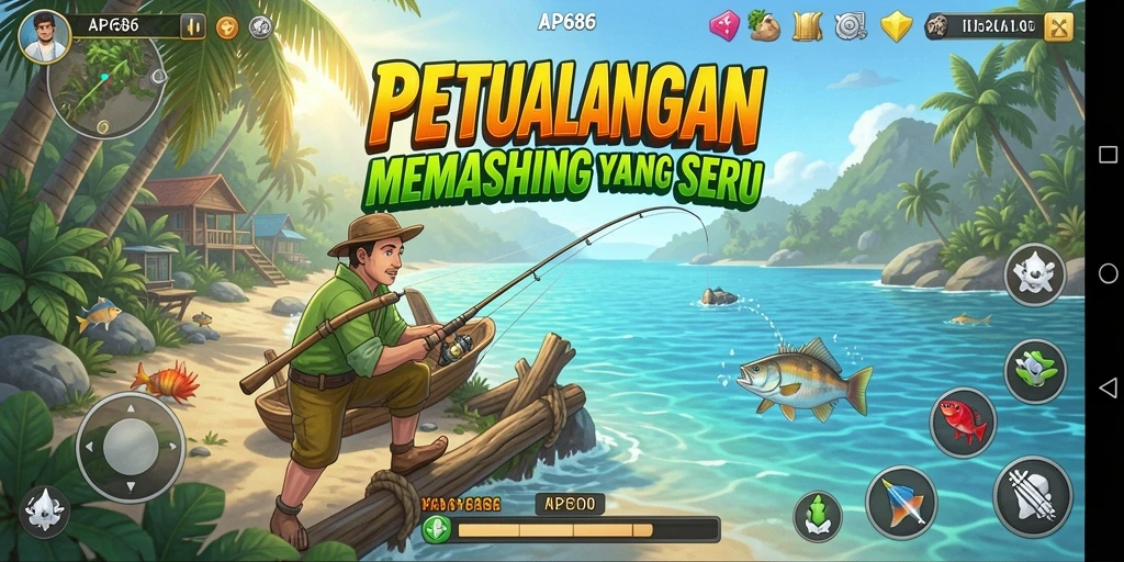 Tampilan gameplay AP686 yang menampilkan pengalaman memancing seru.