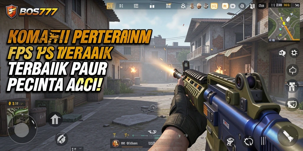Tampilan aksi mendebarkan dalam game FPS BOS777.