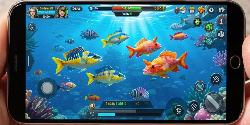 Tampilan gameplay seru G668 dalam menangkap ikan.