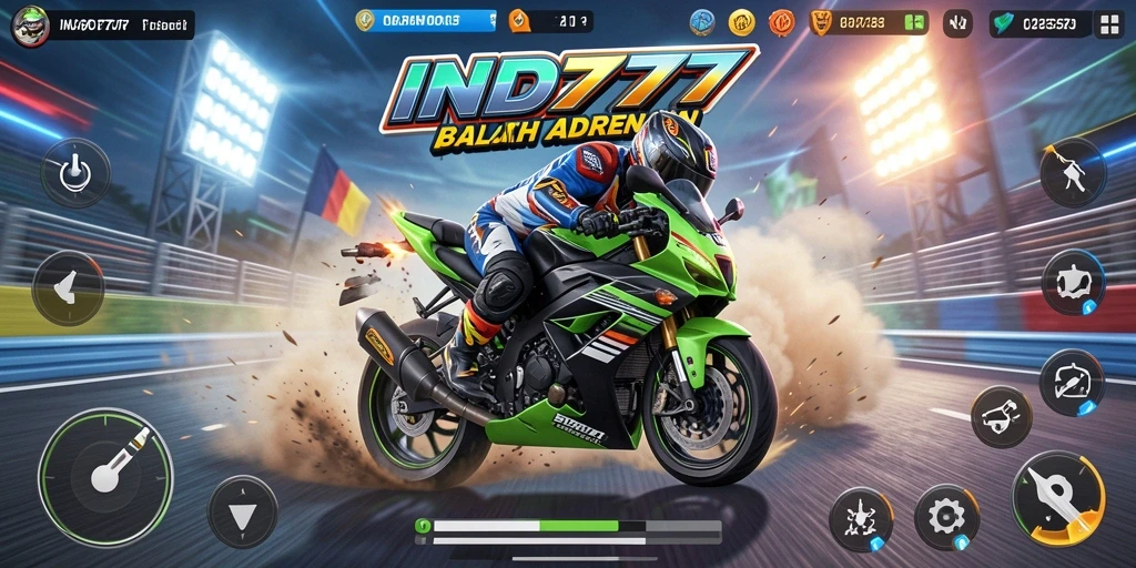 Tampilan gameplay seru dengan balapan motor yang mendebarkan.