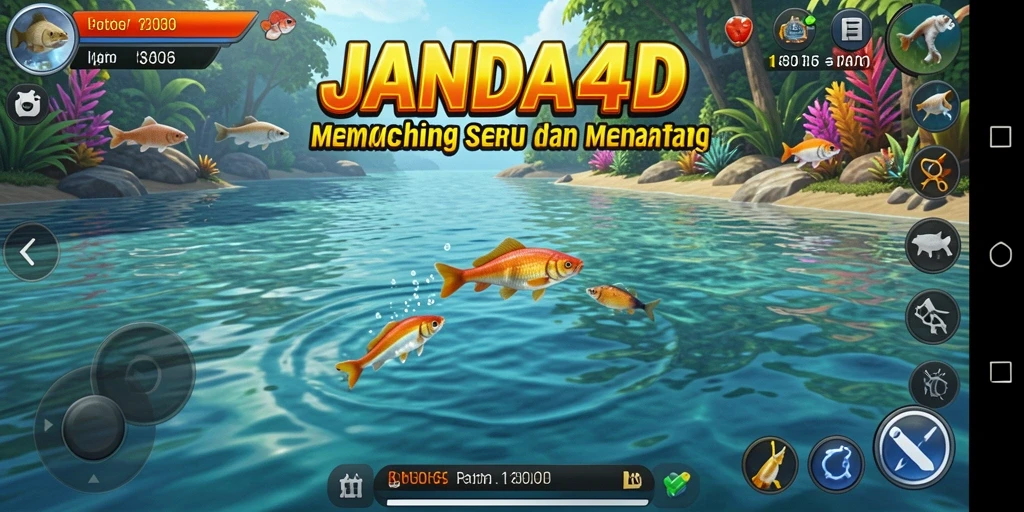 Gameplay seru JANDA4D dengan aksi memancing yang mendebarkan.