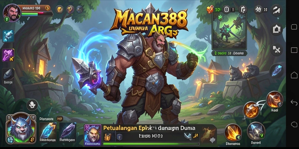 Screenshot gameplay ARPG yang menampilkan pertarungan epik di dunia MACAN388.