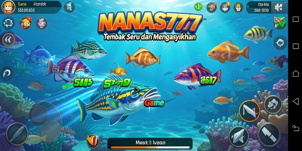 Gameplay menembak ikan yang seru dan penuh warna.