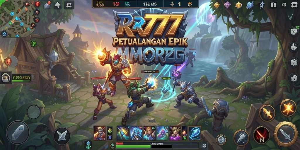 Tampilan gameplay seru dan mendalam di RR777, menggambarkan suasana MMORPG.