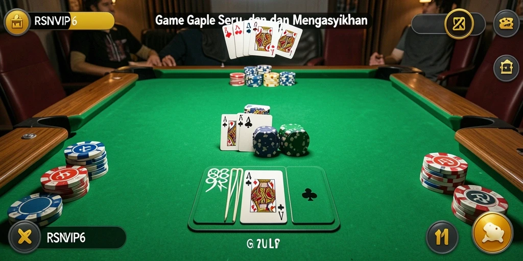 Tampilan gameplay seru dalam permainan Gaple RSNVIP6 yang menantang.