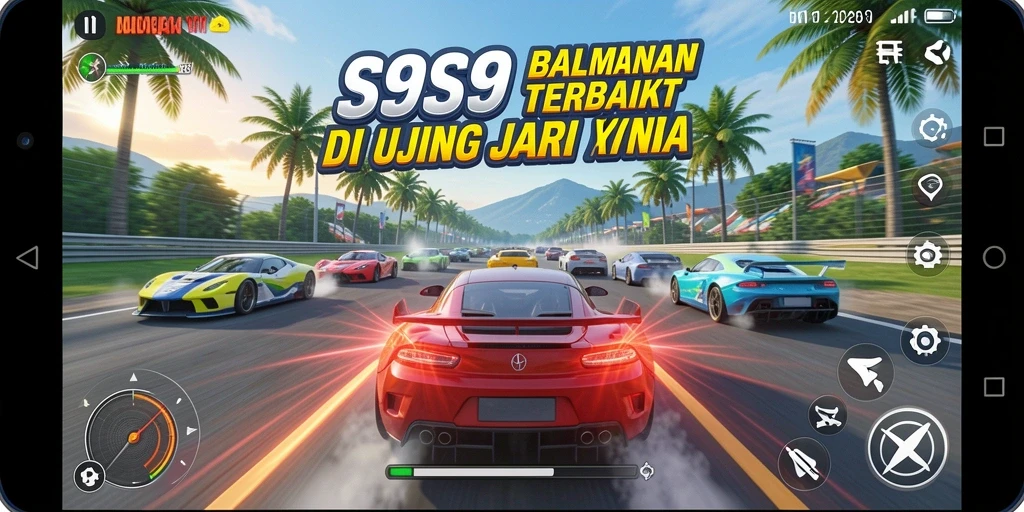 Tampilan gameplay memukau dalam balapan S9S9 yang seru.