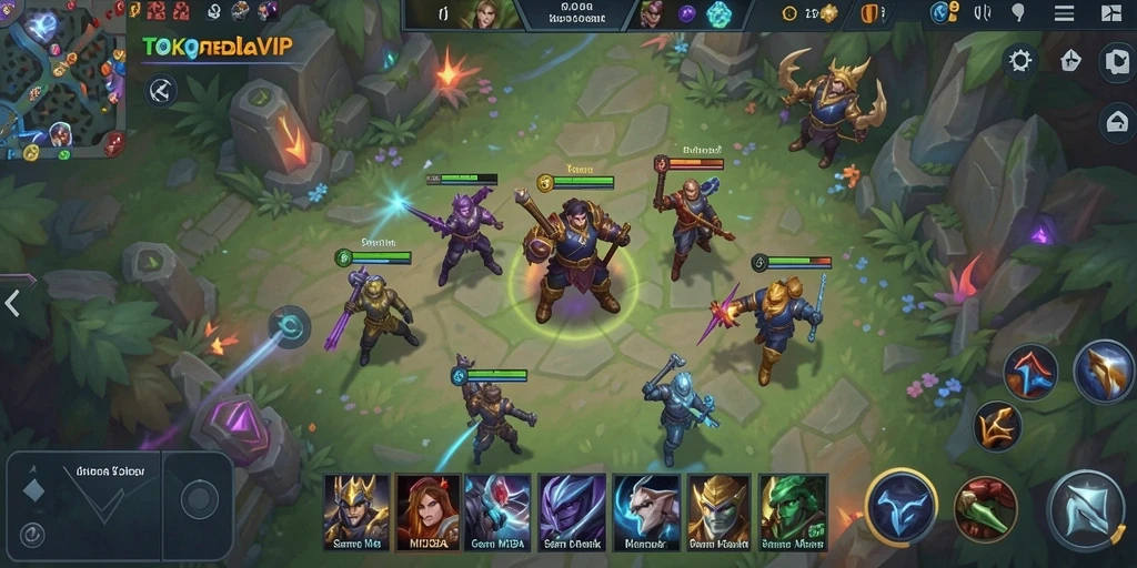 Screenshot gameplay TOKOPEDIAVIP yang mendebarkan dalam pertandingan MOBA.