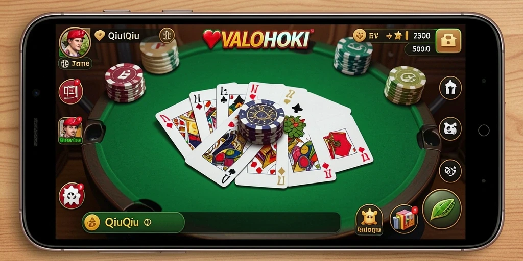 Tampilan gameplay seru saat bermain QiuQiu di VALOHOKI.