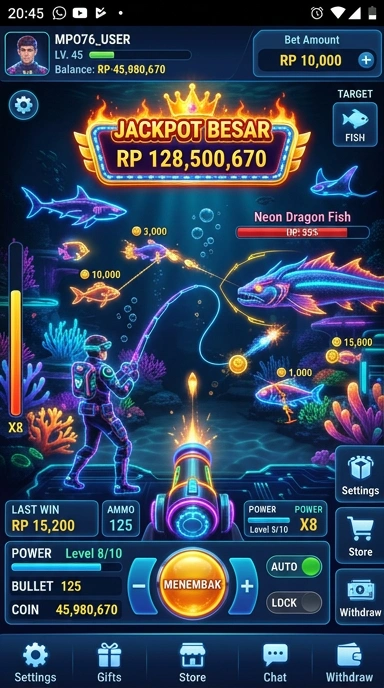 Tampilan antarmuka pengguna pada mpo76 yang intuitif.